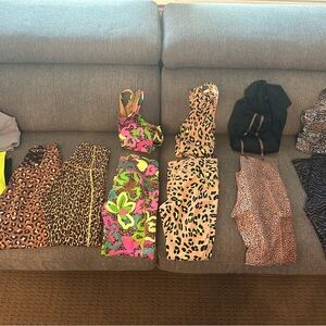 Colorful Patterned Workout Leggings and Sport Bras Sets.